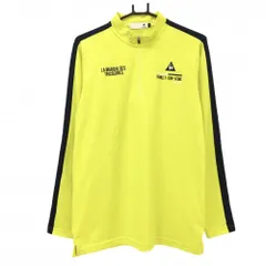 ルコックゴルフ 長袖ハイネックシャツ イエロー系×ネイビー ハーフジップ メンズ L ゴルフウェア le coq sportif