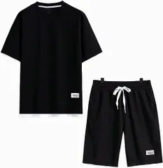 上下セット Tシャツ メンズ  レイヤード風 スポーツウェア 快適 通気性 速乾 夏服 おしゃれ ジャージ 上下 セット 無地jiejia02