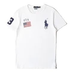 POLO Ralph Lauren ポロ ラルフローレン Tシャツ ホワイト 白 サイズ:M | ビッグポニー フラッグ 刺繍 Tシャツ | トップス カットソー 半袖【メンズ】【中古】
