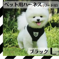 ハーネス Ｌサイズ リード セット ベスト リール 犬 猫 黒 ブラック ペット