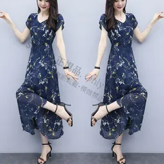 ワンピース レディース 40代 きれいめ 夏 マキシワンピース 半袖 シフォン 花柄 大きいサイズ パーティードレス 韓国風 おしゃれ 可愛い 通勤 ccmcsf0815p239