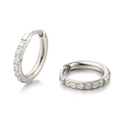 【特価商品】純チタンピアス フープピアス 男女兼用 1ペア Limerencia 医療用チタンピアス 金属アレルギー対応 シンプルなピアス、フープピアス（キュービックジルコニア付き 低刺激