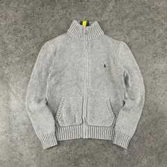 POLO RALPH LAUREN ポロラルフローレン コットンニット セーター フルジップ ジャケット ジップアップ ワンポイント刺繍 グレー キッズ 7 130