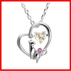 【送料無料 】GemType: 1月：ロードライトガーネット [未来天使] ネックレス レディース ハート 猫 ダンシングストーン シルバー 選べる 誕生石 【