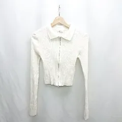 ◇ ⊇ INGNI イング 指穴 丈短め 長袖 リブニット サイズM オフホワイト レディース E  【1501160011305】