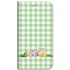 iPhone17 iPhone16  他 手帳型 ケース うさぎ ネコ チェック グリーン ★ iPhone SE 8 13 12 他 iPhone各機種対応可能 スマホケース ★ 5s