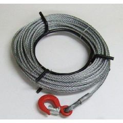 KIKAIYA ワイヤーロープ 20ｍ巻 フック付 ハンドウインチ ウィンチ 万能携帯ウインチ 800kg用