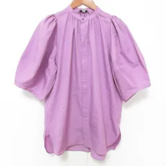 美品 23SS HYKE ハイク T/C BALLOON SLEEVE BLOUSE ストレッチ バルーンスリーブ ブラウス サイズ1 パープル レディース 古着 中古 USEDのサムネイル
