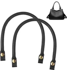 【在庫処分】PAVIKE レザー 持ち手 2pcs 持ち手 交換 バッグ持ち手 カバンの取っ手 カバン ビジネスバッグ ハンドル 修理 DIY修理 交換用 補修 手芸用品 バッグの部品 着脱可能 (ブラック)