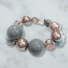 【新品】キャセリーニ＊アンティーク風スワロフスキー＆パール＊ゴムブレスレット 上品 大ぶり ゴージャス パーティ 結婚式 お呼ばれ