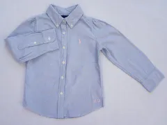 ラルフローレン ralph lauren アウトレット 子供服 女の子 3歳 約 95cm ベビー服 長袖 シャツ ボタンダウン スモールポニー 水色 春 秋 冬 ★3 トップス ガールズ キッズ ベビー 【中古】 ユーズド 子ども服