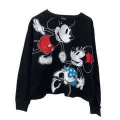 Disney MickeyMouse プリントスウェット トレーナー ブラック L ディズニー ミッキーマウス コットン素材 ビッグプリント 冬物 a709-6789