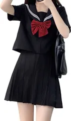 CedarEight(シダーエイト) セーラー服 白3本ライン JK コスチューム 制服 女子高校生 コスプレ 3点セット 半袖、M( 半袖,  M)