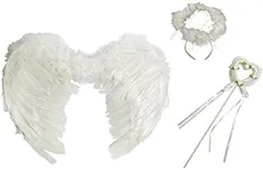 Cosplayne（コスプレーヌ） 天使 3点セット 天使の羽、天使の輪、ハートステッキ コスチューム用小物 男女共用 R98(白)