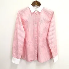 #a ニューヨーカー NEWYORKER 長袖 シャツ ブラウス 13(72) ピンク系 白 ストライプ クレリック 綿 コットン レディース 962942 k01