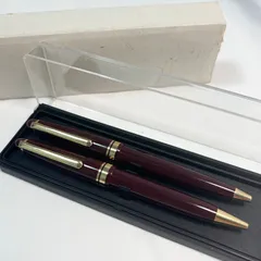 【送料無料】ボールペン/シャープペンシル/ボルドー×ゴールド/ボールペンインクなし/2本セット/文房具/筆記用具/中古品/ケースつき