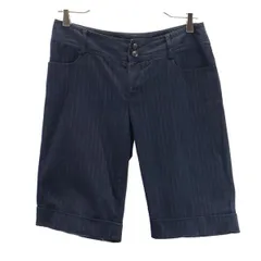 バーバリーブルーレーベル 三陽商会 ストライプ ショートパンツ 38 ネイビー BURBERRY BLUE LABEL レディース 【中古】  【230702】
