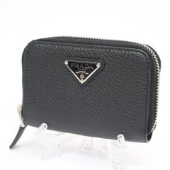 IS692)【美品】PRADA プラダ ヴィッテロダイノレザー コインケース ブラック