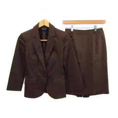 インディヴィ セットアップ 上下セット スーツ ジャケット スカート ストライプ柄 レディース 36サイズ ブラウン INDIVI 【中古】