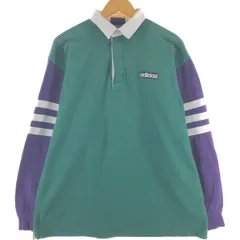 古着 90年代 アディダス adidas ロゴ刺繍 長袖 ラガーシャツ メンズL相当 ヴィンテージ/eaa547907
