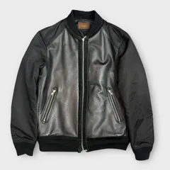 Nano Universe Library レザー切替 ジップアップ スタジャン ナノユニバース ライブラリー ブラック レザー 牛革 48 Mサイズ lrc44bz0708sh