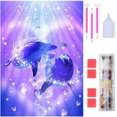 芸術品 全面貼り付けタイプ ダイヤモンド塗装 手作り絵画手芸キット 家用装飾 DIY 5Dモザイクアート ダイアモンドビーズ絵画キット キット 30x40cm（イルカ1） ダイヤモンドアート ダイヤモンドアート Rinimie