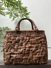国産山葡萄 山葡萄かごバッグ 手作り 籠バッグ 乱れ編み 内布あり 和服バッグ