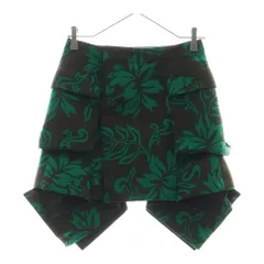 sacai フレアスカート 黒と緑の柄 日本製 sacai(サカイ) SAMPLE品 フローラルプリントスカート 22-07297
