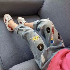 ジーンズ デニム ズボン キッズデニム キッズパンツ 子供服 子ども服 こども服 キッズウェア キッズ ジュニア ダメージデニム ダメージデニムパンツ ダメージ 可愛い ゆったり かわいい おしゃれ(80-160)KTEA007