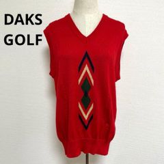 DAKS GOLF ゴルフ ニットベスト L ウール100% Vネック オレンジ - メルカリ