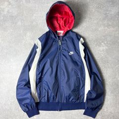 90s NIKE 初期 銀タグ ナイロン フード パーカー ジャケット M / 90年代 オールド ナイキ スウォッシュ ロゴ刺繍 グレー ブルー