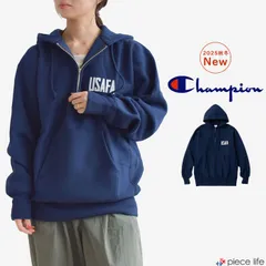 Champion チャンピオン トレーナー スウェット ハーフジップ パーカー リバースウィーブ(R) ハーフジップフーデッドスウェットシャツ  裏起毛 青単タグ メンズ レディース C3-A119