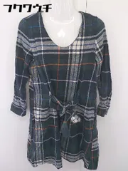 ◇ ◎ URBAN RESEARCH ROSSO チェック 長袖 膝丈 ワンピース サイズFREE グリーン ネイビー レディース  【1109150003288】