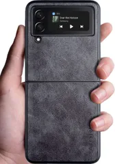 【新着商品】Samsung Galaxy Z Flip 3ケースヴィンテージレザーラグジュアリー保護ピュアカラースマートフォンケースSamsung Galaxy Z Flip3 Flip 3 5G (Gray)のサムネイル