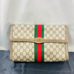 A【ヴィンテージ】オールドグッチ セカンドバッグ クラッチバッグ 89 01 007 アクセサリーコレクション シェリーライン GGスプリーム ベージュ 内劣化  グッチ GUCCI