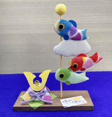 五月人形【パステル鯉と兜飾り】子どもの日 端午の節句 5月 鯉のぼり 室内鯉のぼり 卓上端午飾り 初節句 新品未使用 日本製