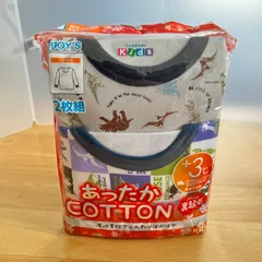 新品 男児 恐竜 裏起毛 厚地 長袖丸首インナー リブ付き 2枚組 130