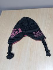 ROXY　ニット帽　帽子  耳当て付き　ピンク　グレー
