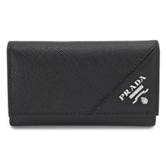 プラダ キーケース  6連 キーフック メタルロゴ サフィアーノ レザー ブラック 黒 PRADA 2PG222 QME F0002