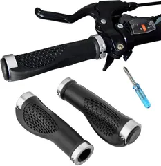 【人気商品】マウンテンバイク用 クロスバイク ロードバイク スポーツ自転車 内径22.2mm 折りたたみ自転車 BMX ソフトラバー 握りやすい 衝撃吸収 滑り止め 耐久性 耐震 取付工具付き エンドキャップ付き アルミロックリング付き ゴム製 人間工学ハンド