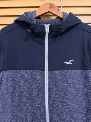 Hollister(ホリスター) メンズ ネイビー コットンフード付きジップアップジャンパー S