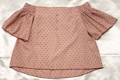 evelyn エブリン ハート　オフショル　ショート　トップス　半袖　短め丈　ピンク