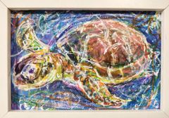 チョビベリー作 「孤高のウミガメ」水彩色鉛筆画 ポストカード