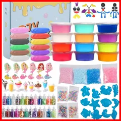 手作りツール おもちゃ 金魚鉢ビーズ セット 果物切片 DIY カラフルフォーム紙吹雪 水晶粘土 含有24個入りふわふわクリスタル粘土 キット slime スライム 6歳以上