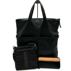 【3点まとめ】COACH　コーチ　ベースボールステッチ　長財布　シグネチャー　ショルダーバッグ　レザー　トートバッグ　セット　まとめ売り　極美品