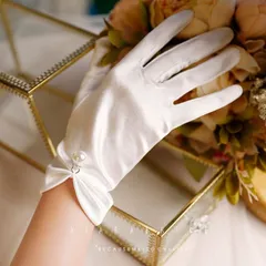 サテン パール ウェディンググローブ 結婚式 ホワイト ブライダル チャペル