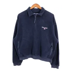 90年代 USA製 POLO SPORT ポロスポーツ 星条旗 フリースジャケット ラルフローレン ネイビー (メンズ L) 中古 古着 R7695