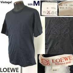 美品/90s/Vintage/日本正規代理店タグ★LOEWE/ロエベ★アナグラムロゴ/半袖Tシャツ【メンズM/dark/navy】カットソー/服/Tops/Shirt◆　#BUZZBERG