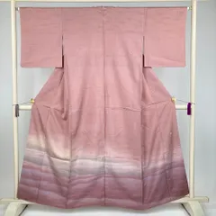 たんす屋 TANSU-YA 中古 リユース着物 訪問着 紅梅 ピンク カジュアル セミフォーマル 牛首紬 霞 袷 絹 未洗い 【身丈】153.5cm【裄丈】64.5cm MS4643