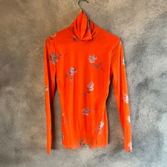 GANNI/ガニー シアートップス PRINTED MESH LONG SLEEVE